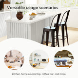 Counter Height Stools Set of 2, Upholstered Kitchen Stool with Back and Steel Legs
