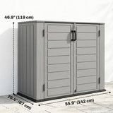 Abri de rangement extérieur en plastique 33 pi³, armoire de rangement avec coffre à outils, portes doubles verrouillables et couvercle basculant