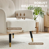 Fauteuil d'accent moderne capitonné avec pieds métalliques, Fauteuil de lecture rembourré pour salon