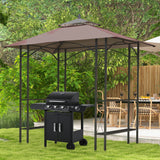 8' x 5' Grill Gazebo Double Tiered Tent Pavilion Grill Canopy Garden Sun Shade with 2-Tires Shelf