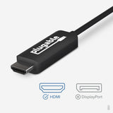 Câble USB-C vers HDMI Plugable Technologies 1,8 m (6 pi), HDMI 2.0, USB4 /