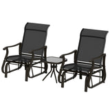 Ensemble de 3 chaises berçantes glissantes et table à thé bistro