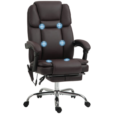 Massage Office Chair, Reclining Executive Office Chair with 6-Point Vibration, Footrest and High Back