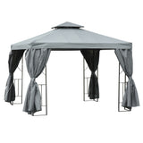 10' x 10' Patio Gazebo Outdoor, Canopy Shelter with Double-tier Roof