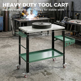 2Tier Rolling Welding Table, Lockable Steel Heavy Duty Welding Workbench Table with Side Tray