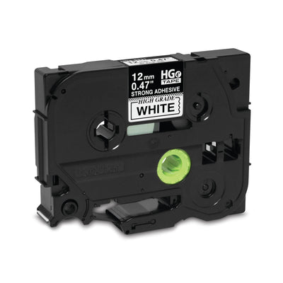 Brother HGES2315 Pack Black on White HGe 12 mm Tape with Extra Strength Adhesive, 8 m 5-pack