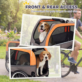 Dog Bike Trailer, Pet Cart Wagon Cart Carrier Attachment for Travel with 2 Doors, Large Wheels