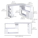 Bureau en L de 119,4 cm, bureau d'angle rotatif à 360°, bureau d'ordinateur réversible avec étagère de rangement pour bureau à domicile