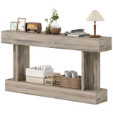 63 Inch Long Console Table, Vintage Narrow Entryway Table with Storage Shelf for Living Room and Hallway