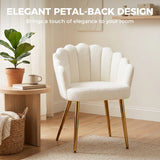 Fauteuil d'accent design dossier pétale, fauteuil de salon moderne avec pieds métalliques
