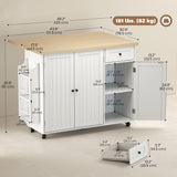 Kitchen Island Cart, Rolling Kitchen Island Table with Drop Leaf, Drawer