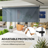 11.5' x 10' Manual Retractable Patio Awning, Outdoor Privacy Screen with UPF30+ & Water-Resistant Fabric