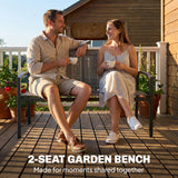 Outdoor Garden Bench, 44 in Metal Patio Garden Park Bench with Breathable Mesh Fabric, 528 lb Load Capacity