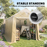 Remise de rangement extérieure 7' x 12' garage portable avec porte relevable pour moto