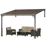 11' x 10' Outdoor Pergola, Wall Mounted Hardtop Lean-to Gazebo with Polycarbonate Roof and Metal-Aluminium Frame