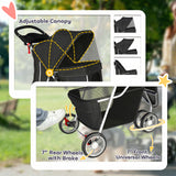 Poussette chien repliable 3 roues avec panier de rangement, auvent ajustable, porte-gobelet pour petits chiens