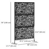 Metal Outdoor Privacy Screen, Freestanding Outdoor Divider with Stand, 78