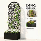 Metal Raised Garden Bed with Trellis for Climbing Plants