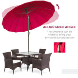 8ft Shanghai Garden Parasol Umbrella with Crank & Tilt, Adjustable Outdoor Sun Shade