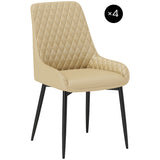 Chaises de cuisine rembourrées, lot de 2 chaises de salle à manger modernes avec capitonnage en losange et pieds en acier pour salle à manger