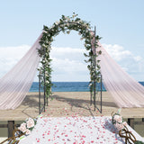 7FT Metal Garden Arch with Gate Climbing Planter Frame Backyard Decor for Vines Morning Glory