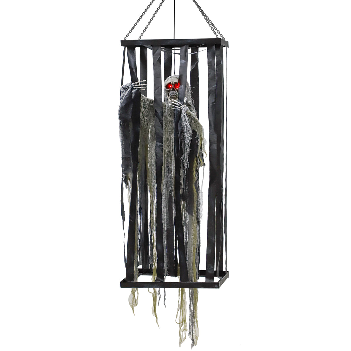 Animatronics Hanging Skeleton Reaper in Cage