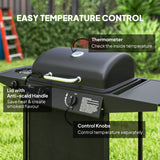2+1 Burner Propane Gas BBQ Grill, Side Table, Shelf, Spice Rack, Wheels