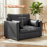 Accent Chair, PU Leather Armchair with Wide Seat, 2 Pillows