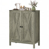 Shoe Cabinet with Barn Doors, Farmhouse Shoe Storage Cabinet with Adjustable Shelves, Holds up to 15 Pairs