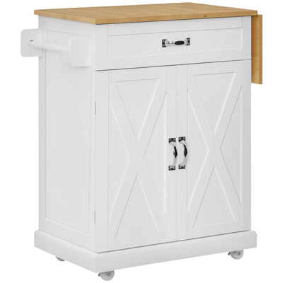 Foldable Kitchen Island with Storage Drawer
