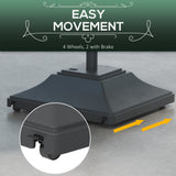 Square Umbrella Base with Wheels, 99 lbs Water or 132 lbs Sand Filled, with Double Adjustable Knob