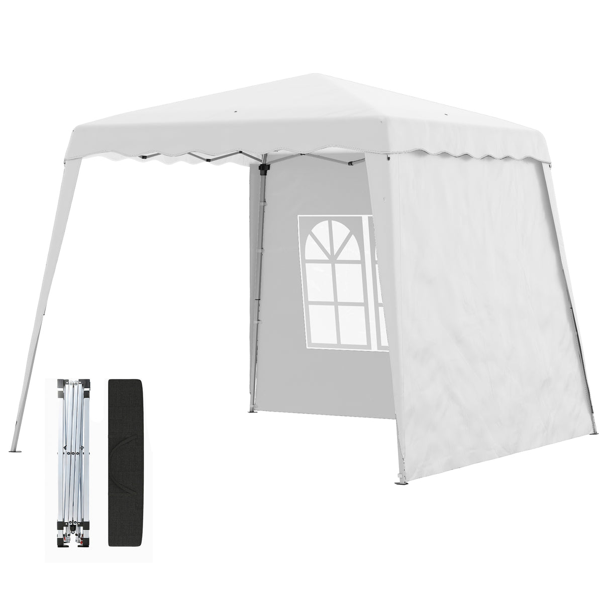 Pop Up Canopy Tent with 2 Sidewalls, 8 x 8ft Top/9.5 x 9.5ft Base