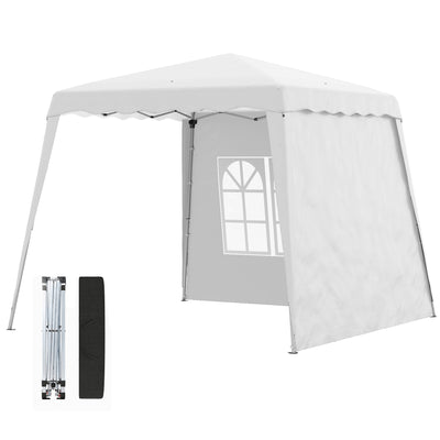 Pop Up Canopy Tent with 2 Sidewalls, 8 x 8ft Top/9.5 x 9.5ft Base