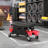 Rolling Garage Stool with Wheels, 300 LBS Capacity Padded Mechanic Stool with Tool Trays Storage