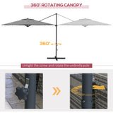 10 FT Cantilever Umbrella, Aluminum Hanging Offset Umbrella with 360°Rotation, Tilt