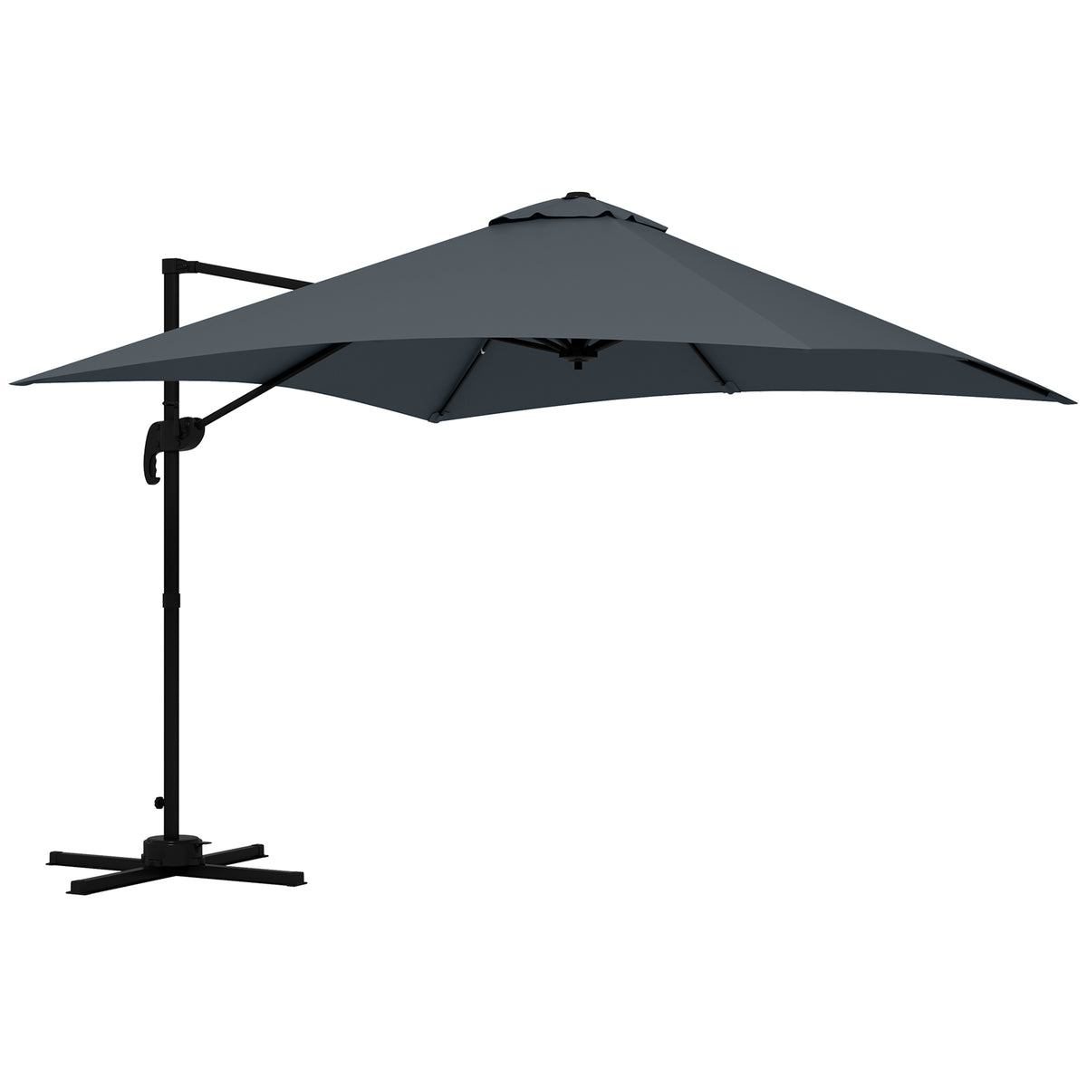 10x10ft Cantilever Umbrella Rotatable Square Market Parasol, 4 Adjustable Angle for Outdoor Backyard Patio Dark
