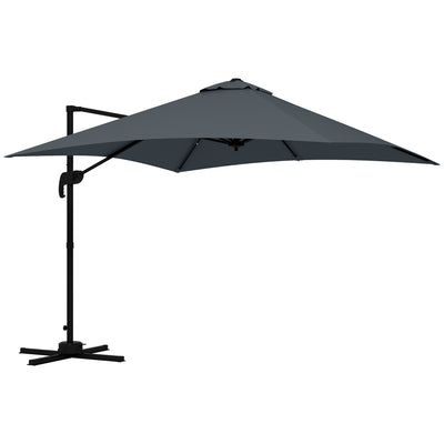 10x10ft Cantilever Umbrella Rotatable Square Market Parasol, 4 Adjustable Angle for Outdoor Backyard Patio Dark