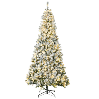 7.5ft Artificial Prelit Christmas Tree with Warm White LED Light, Metal Base