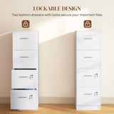 Vertical Filing Cabinet with Lock, 4 Drawer File Cabinet with Adjustable Hanging Bar for A4 and Letter Size