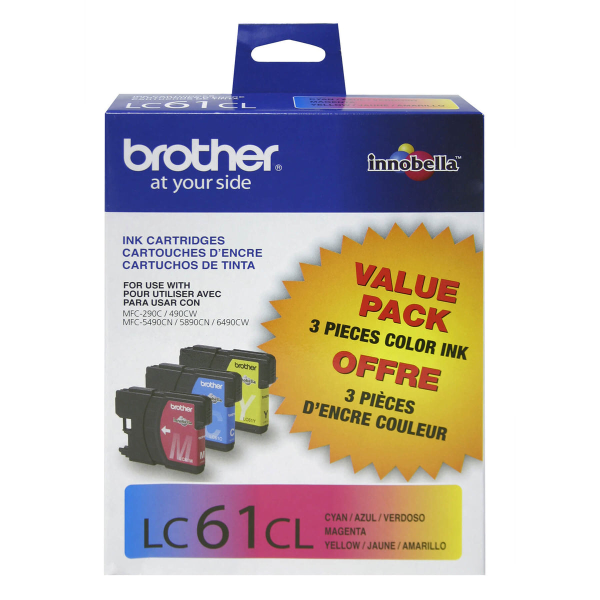 Brother LC613PKS Pack de 3 cartouches d'encre - Cyan, Magenta, Jaune