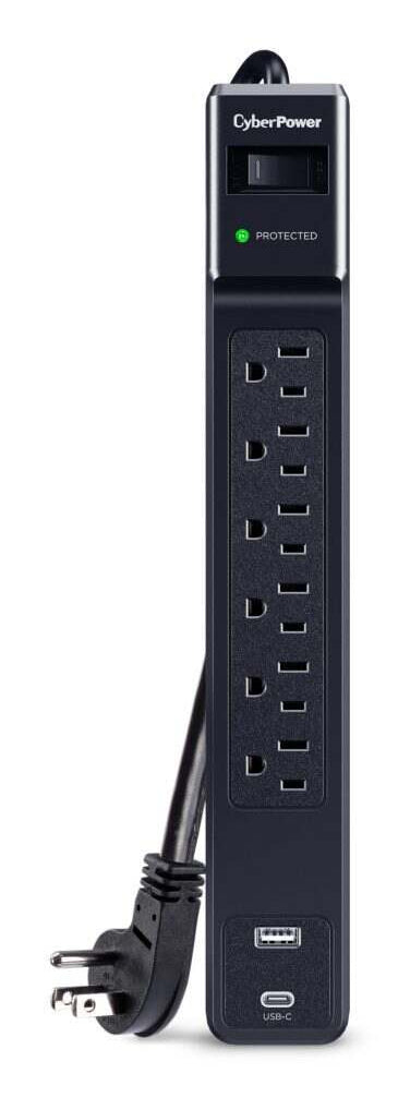 CyberPower CSP604UC Barre parasurtension, 1500J, 6 prises + USB