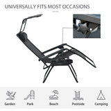 Outdoor Zero Gravity Reclining Lounger Chair with Canopy Shade, Side Tray