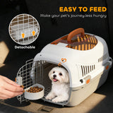 Hard-Sided Travel Pet Carrier, Plastic Dog and Cat Kennel for Small Dogs and Cats, Portable Crate with Steel Wire Door