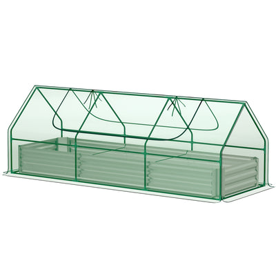 8.6 x 3 x 1ft Raised Garden Bed with Mini Greenhouse, Small Greenhouse for Patio Garden Balcony