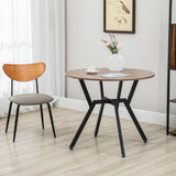 Table de salle à manger ronde de 89 cm, table de salle à manger moderne avec cadre en acier, petite table de cuisine peu encombrante
