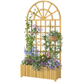 Wooden Raised Garden Bed with Lattice Trellis