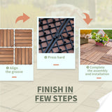 27 Pcs Tuiles de Terrasse Imbriquées en Bois, 12 x 12po Carrelage de Plancher Extérieur pour Usage Intérieur et Extérieur