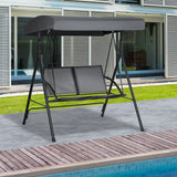 2-Seat Patio Swing Chair, Outdoor Porch Swing Glider w/ Tilting Canopy and Weather Resistant Steel Frame