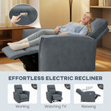 Power Recliner Chair, Dyed Fabric (Like Leathaire) Upholstered Recliner Chair with USB Ports, Footrest