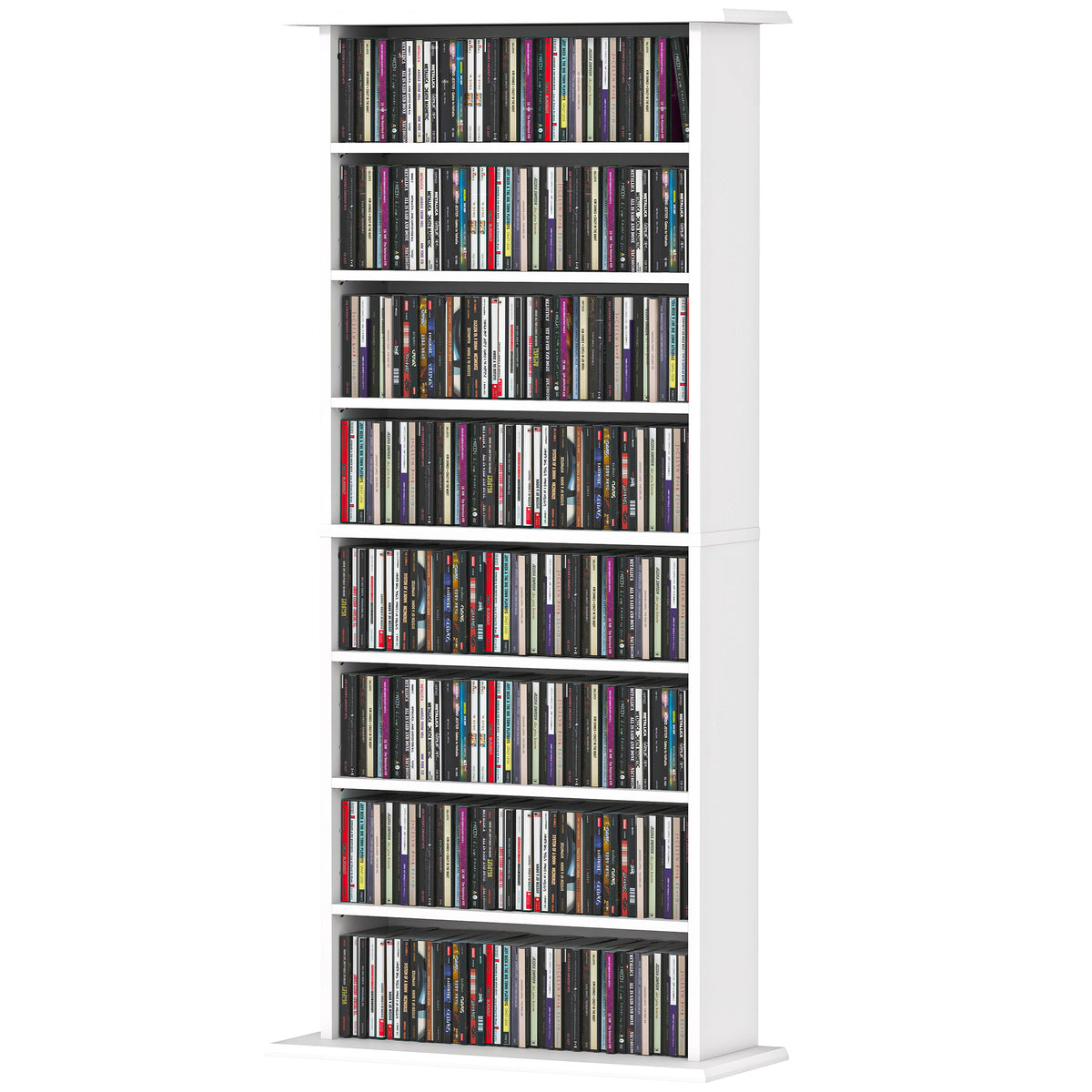 8-Tier DVD Shelf with 6 Adjustable Shelves, Holds 360 CDs, 185 DVDs or 185 Blu-rays